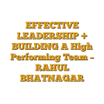 EFFECTIVE LEADERSHIP + BUILDING A High Performing Team – RAHUL BHATNAGAR